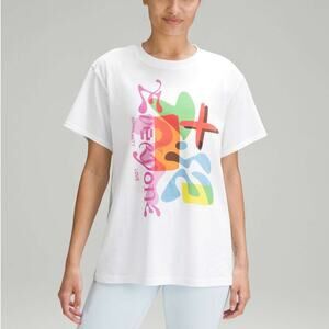 Lululemon All Yours T-Shirt Pride Graphic White Cotton T-Shirt Plus Size 12 LGBT